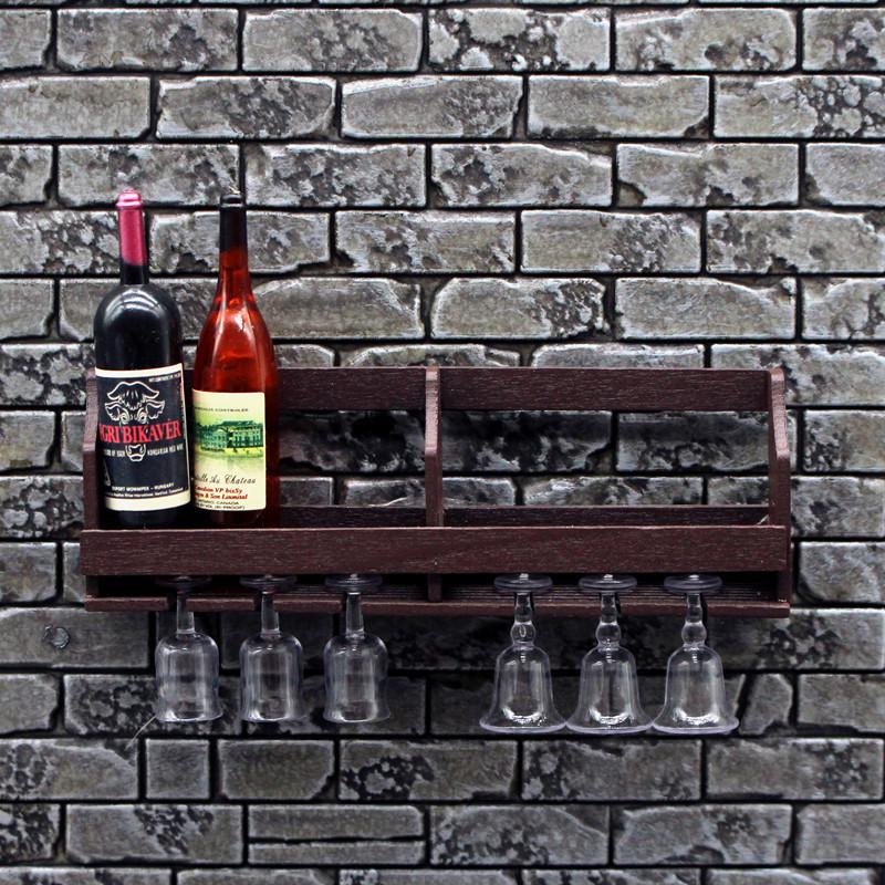 Home Bar Stand - 1세트 인형집 시뮬레이션 벽걸이 와인잔 랙
